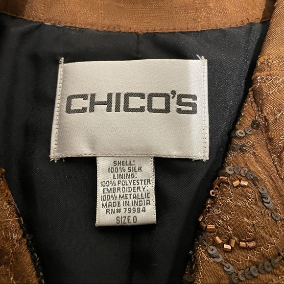 Women's Size 0 Chico’s Silk Beaded Jacket Beautiful Design - Picture 10 of 15